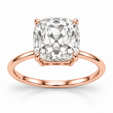 Vintage Old Mine Cushion Solitaire Lab-Grown Diamond Engagement Ring in 14K Rose Gold — illustrative rendering