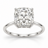 Vintage Old Mine Cushion Solitaire Lab-Grown Diamond Engagement Ring in 14K White Gold — illustrative rendering