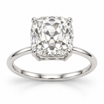 Vintage Old Mine Cushion Solitaire Lab-Grown Diamond Engagement Ring in 14K White Gold — illustrative rendering