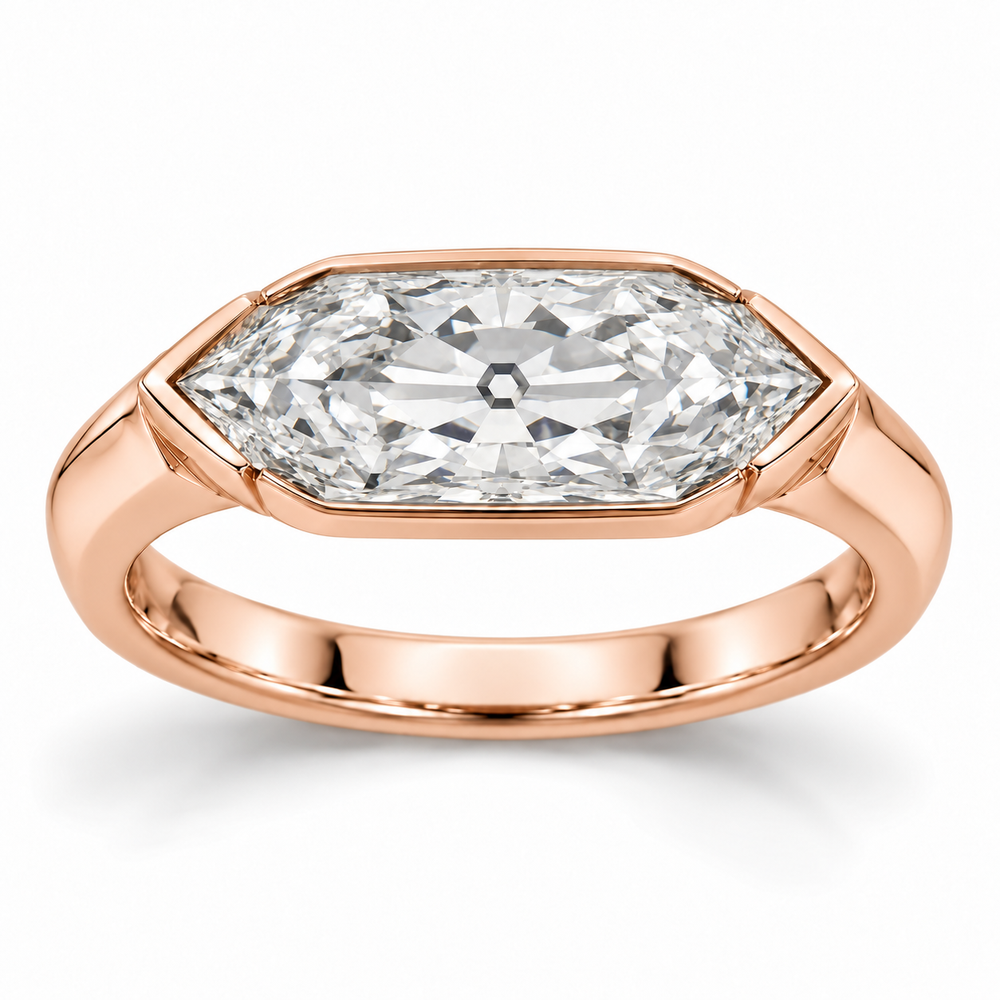 Vintage East-West Dutch Marquise Solitaire Lab-Grown Diamond Engagement Ring in 14K Rose Gold — illustrative rendering