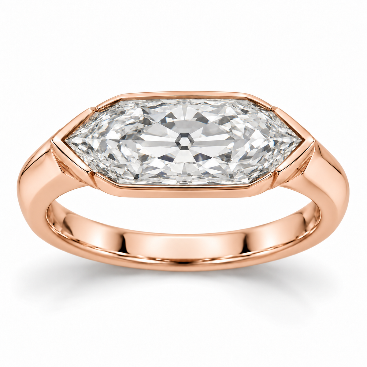 Vintage East-West Dutch Marquise Solitaire Lab-Grown Diamond Engagement Ring in 14K Rose Gold — illustrative rendering
