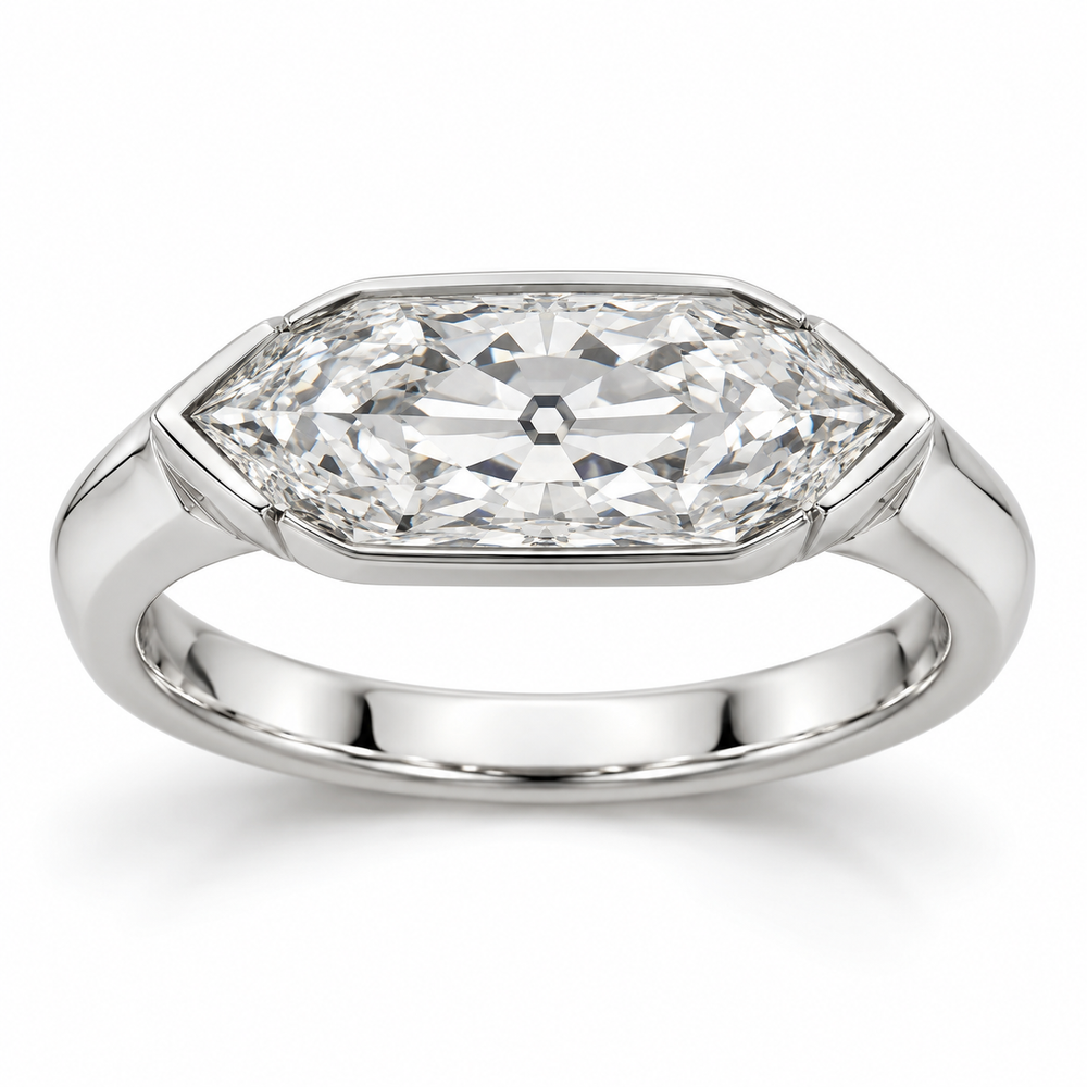 Vintage East-West Dutch Marquise Solitaire Lab-Grown Diamond Engagement Ring in 14K White Gold — illustrative rendering