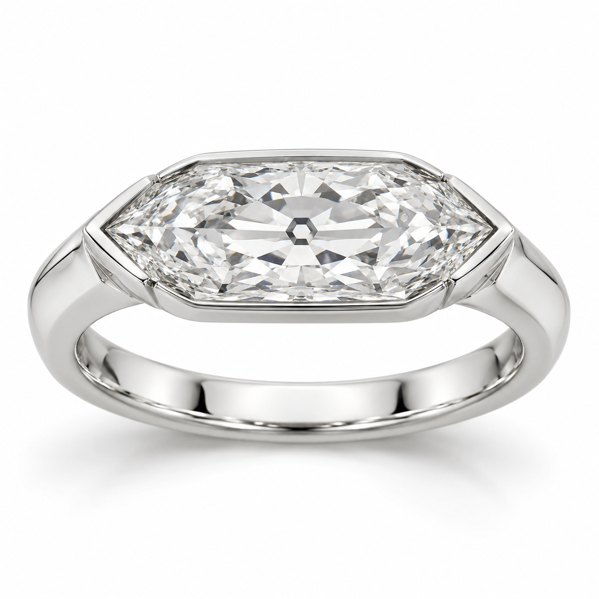 Vintage East-West Dutch Marquise Solitaire Lab-Grown Diamond Engagement Ring in 14K White Gold — illustrative rendering