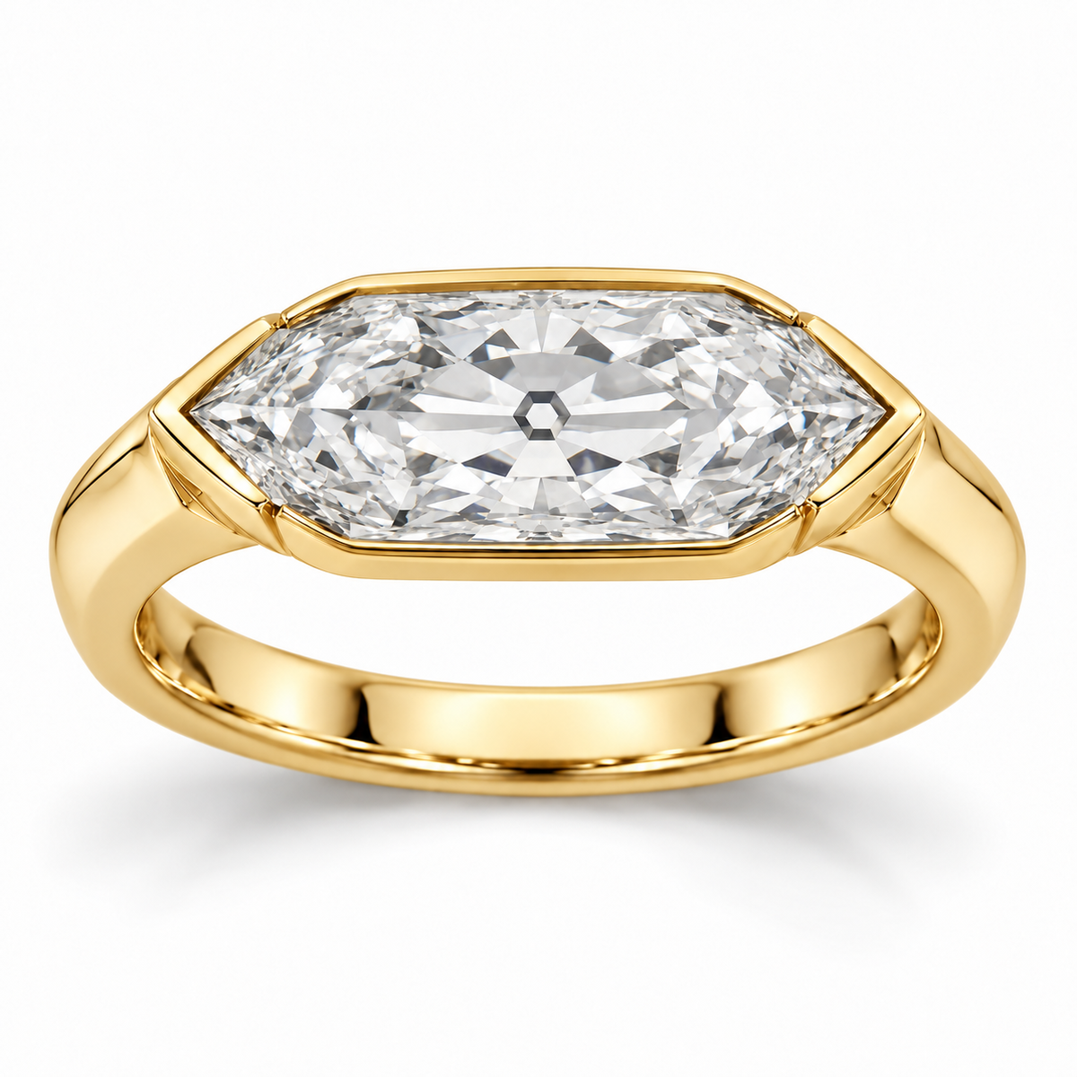 Vintage East-West Dutch Marquise Solitaire Lab-Grown Diamond Engagement Ring in 14K Yellow Gold — illustrative rendering