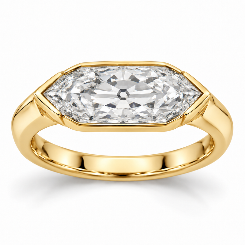 Vintage East-West Dutch Marquise Solitaire Lab-Grown Diamond Engagement Ring in 14K Yellow Gold — illustrative rendering