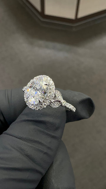 1.15CT Oval Halo Lab-Diamond Engagement Ring