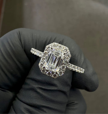 1.2CT VVS Emerald Halo Lab-Diamond Engagement Ring