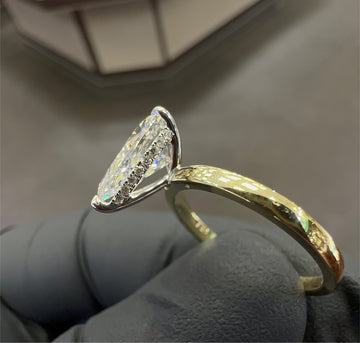 2CT VS1 Pear Shape Hidden Halo Lab-Diamond Engagement Ring