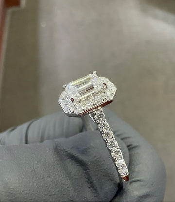 1.2CT VVS Emerald Halo Lab-Diamond Engagement Ring