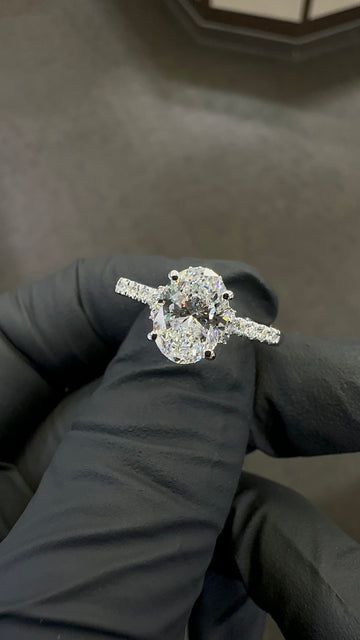 1.50CT Oval Custom Hidden Halo Lab-Diamond Engagement Ring
