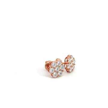 14KT Rose Gold Cluster Studs 2CTW