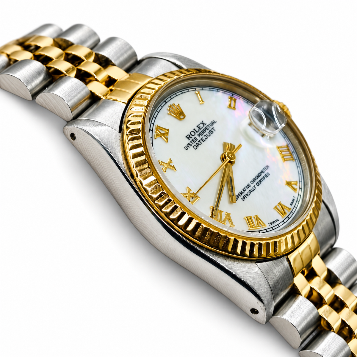Rolex Datejust 68273 opposite-side detail — white background