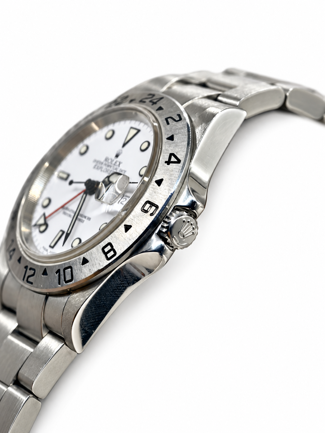 Pre-owned Rolex Explorer II 16570 — crown side