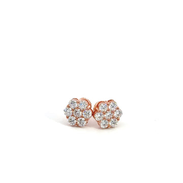 14KT Rose Gold Cluster Studs 2CTW