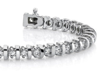 Shiny Curve Link Lab-Grown Diamond Tennis Bracelet