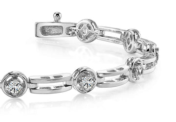Alternating Round And Bar Link Lab-Grown Diamond Bracelet