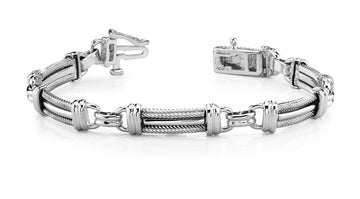 Double Link Mens Cable Bracelet In