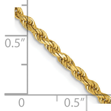 14k 2.5mm Semi-solid Diamond Cut Rope Chain