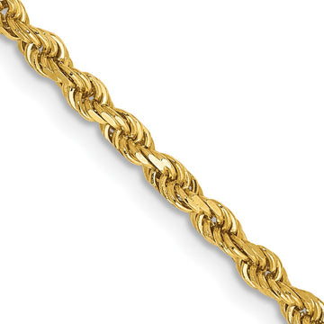 14k 2.5mm Semi-solid Diamond Cut Rope Chain