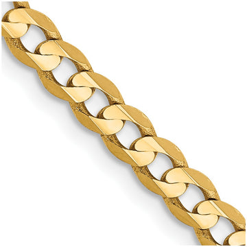 14k 3.8mm Open Concave Curb Chain 26 Inches