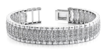 Wavy Lab-Grown Diamond Link Mens Bracelet