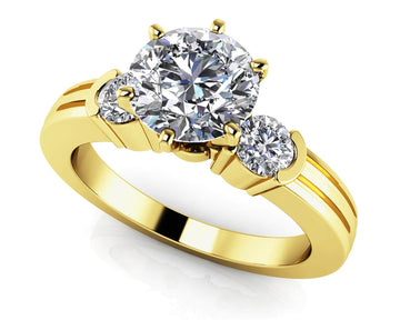 Ridged Lab-Grown Diamond Side Accent Solitaire