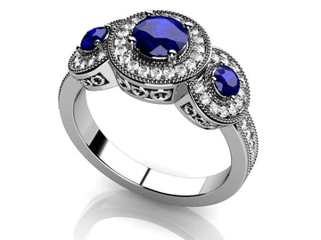 Perfect Three Lab-Grown Diamond Gemstone Anniversary Ring