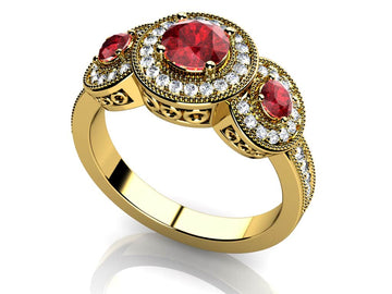 Perfect Three Lab-Grown Diamond Gemstone Anniversary Ring