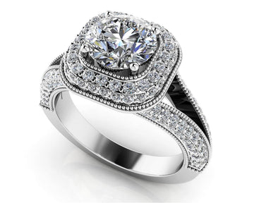 Luxurious Split Shank Halo Engagement Ring