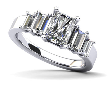 Five Across Emerald Cut Lab-Grown Diamond Engagement Ring