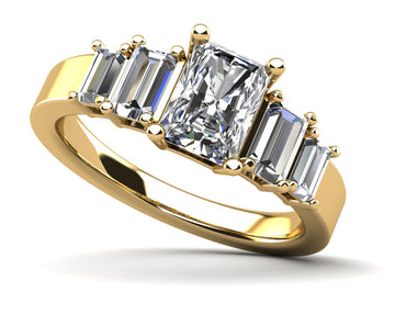 Five Across Emerald Cut Lab-Grown Diamond Engagement Ring