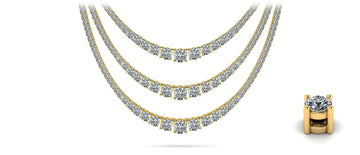 4 Prong Triple Strand Graduated Lab-Grown Diamond Necklace