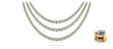 3 Prong Triple Strand Graduated Lab-Grown Diamond Necklace
