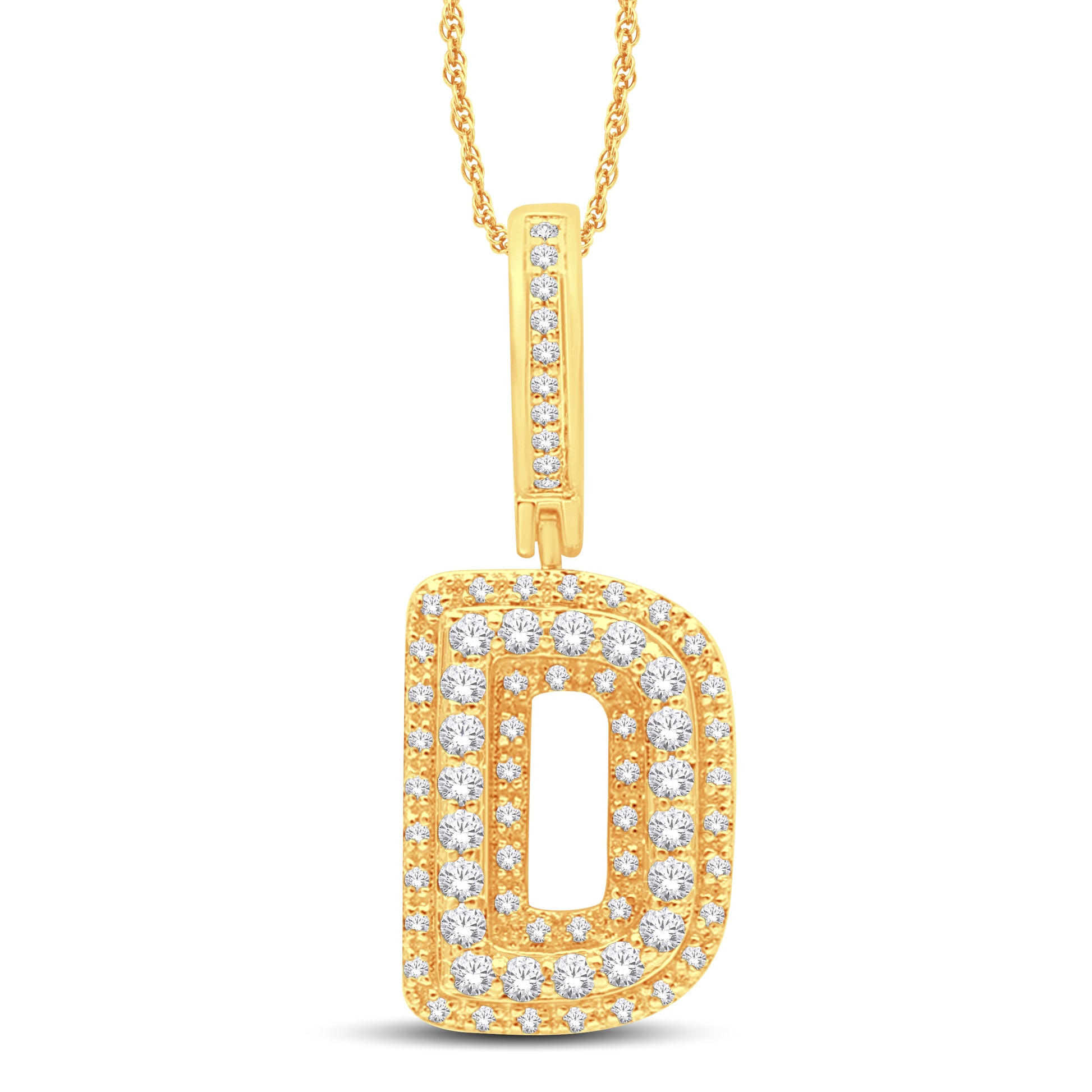 10KT Two Tone VS Diamond Initial "D" Pendant