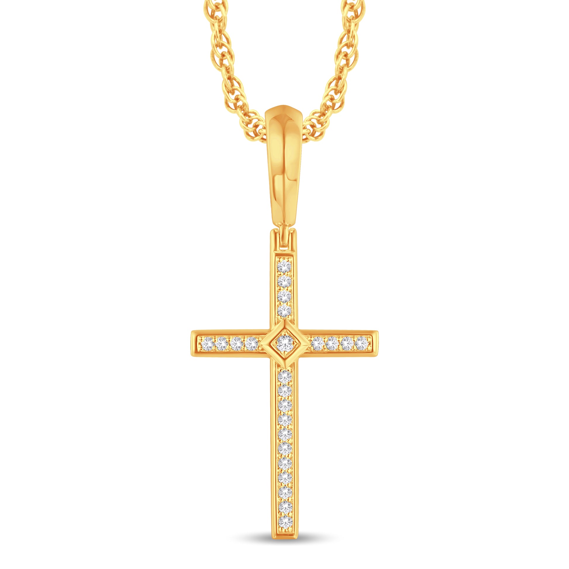 10KT Mid Size Mens Diamond Cross VS