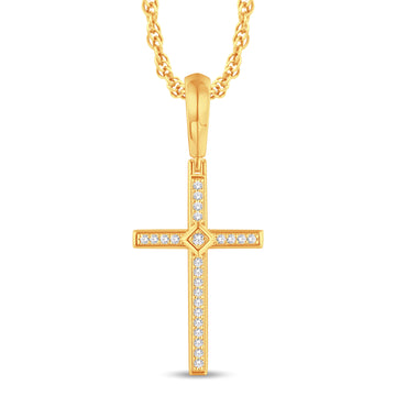 10KT Mid Size Mens Diamond Cross VS