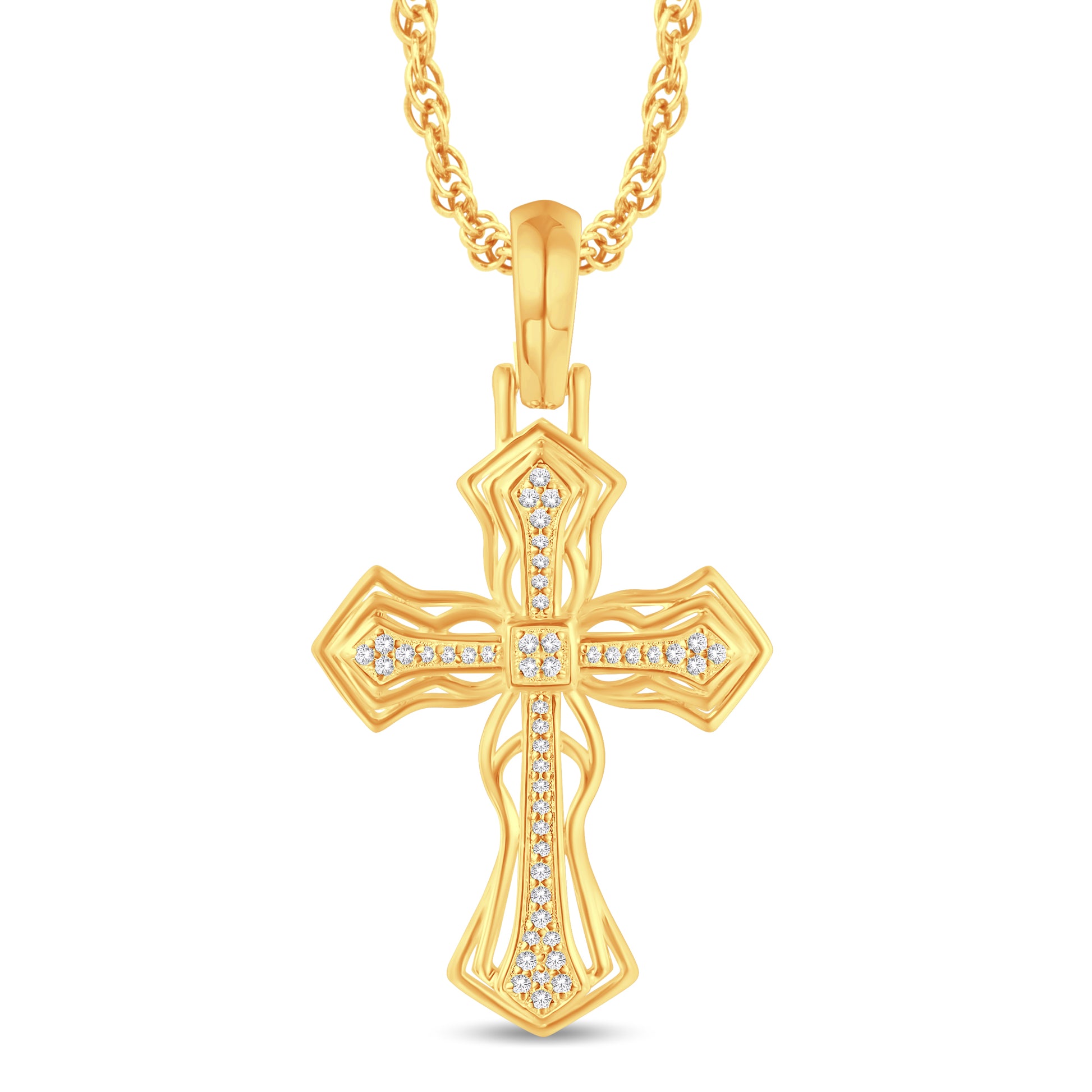 10KT VS Diamond Mens Cross Pendant