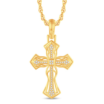 10KT VS Diamond Mens Cross Pendant