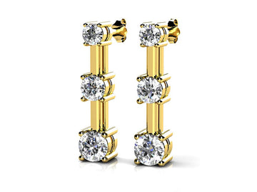 Graduated Triple Lab-Grown Diamond Earrings In