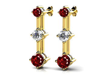 Triple Gemstone And Lab-Grown Diamond Prong Set Earrings