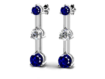 Triple Prong Lab-Grown Diamond And Gemstone Earrings
