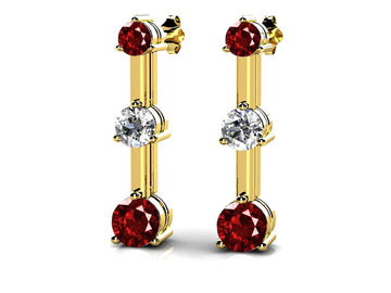 Triple Prong Lab-Grown Diamond And Gemstone Earrings