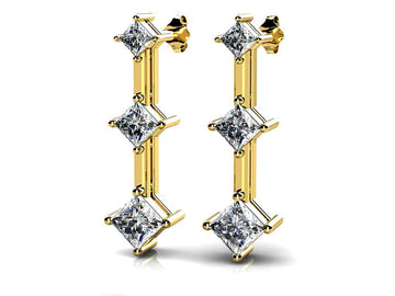 Princess Triple Lab-Grown Diamond Earrings