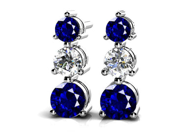 Six Prong Gemstone And Lab-Grown Diamond Earrings
