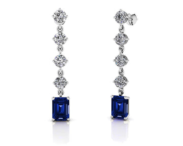Glittering Round Drop Emerald Gemstone Earrings