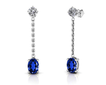 Oval Gemstone And Lab-Grown Diamond Drop Earrings
