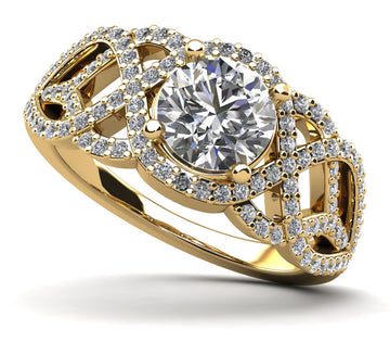 Woven Anniversary Ring With Round Center Lab-Grown Diamond