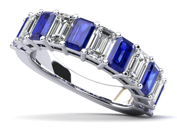 Emerald Lab-Grown Diamond and Gemstone Anniversary Ring