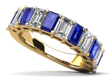 Emerald Lab-Grown Diamond and Gemstone Anniversary Ring