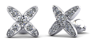 Marquise Flower Round Lab-Grown Diamond Stud Earrings